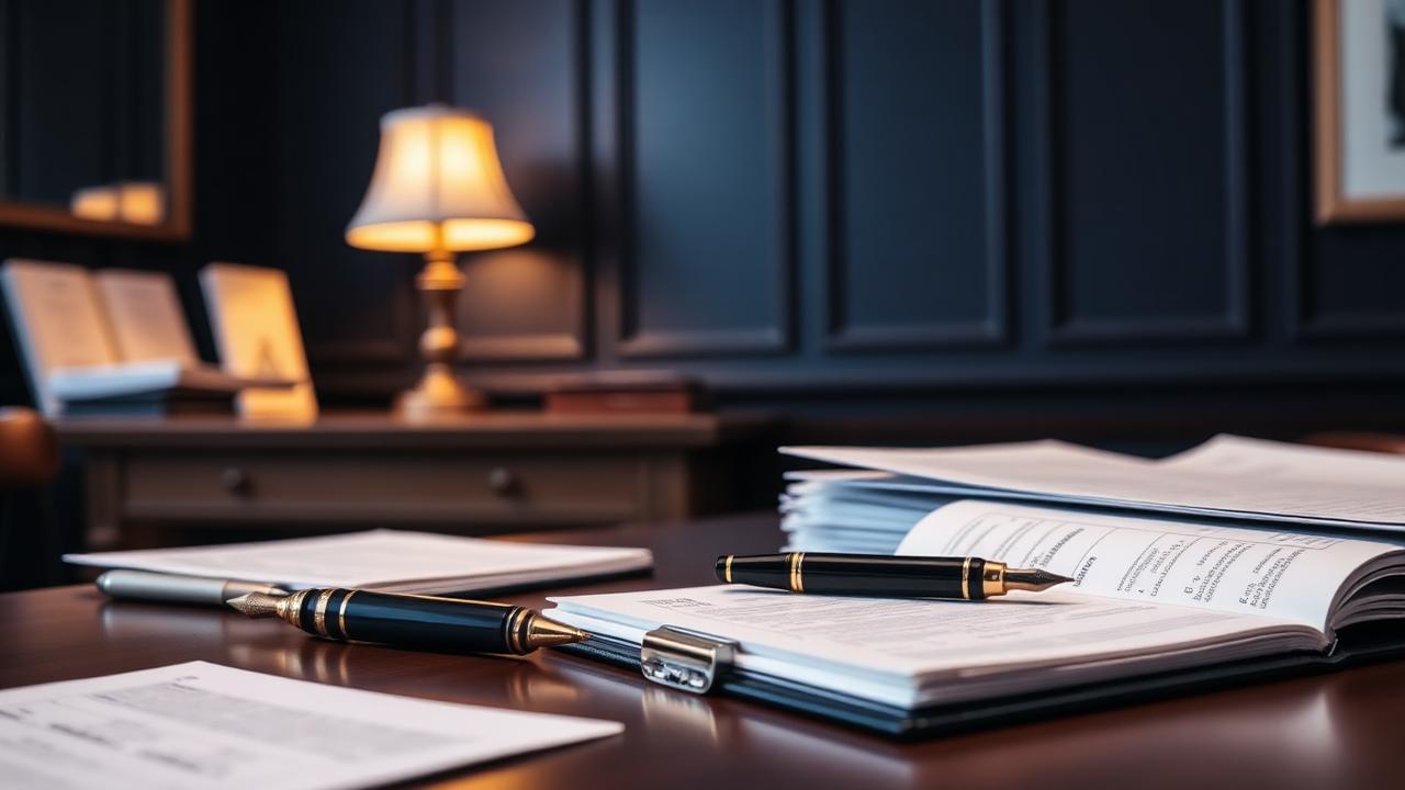 Law firm desk with unpaid client fee files awaiting legal debt recovery action